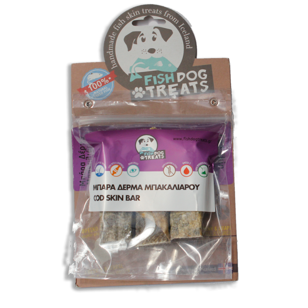 Fish Dog Treats αφυδατωμένη μπάρα από δέρμα μπακαλιάρου 55 γρ.