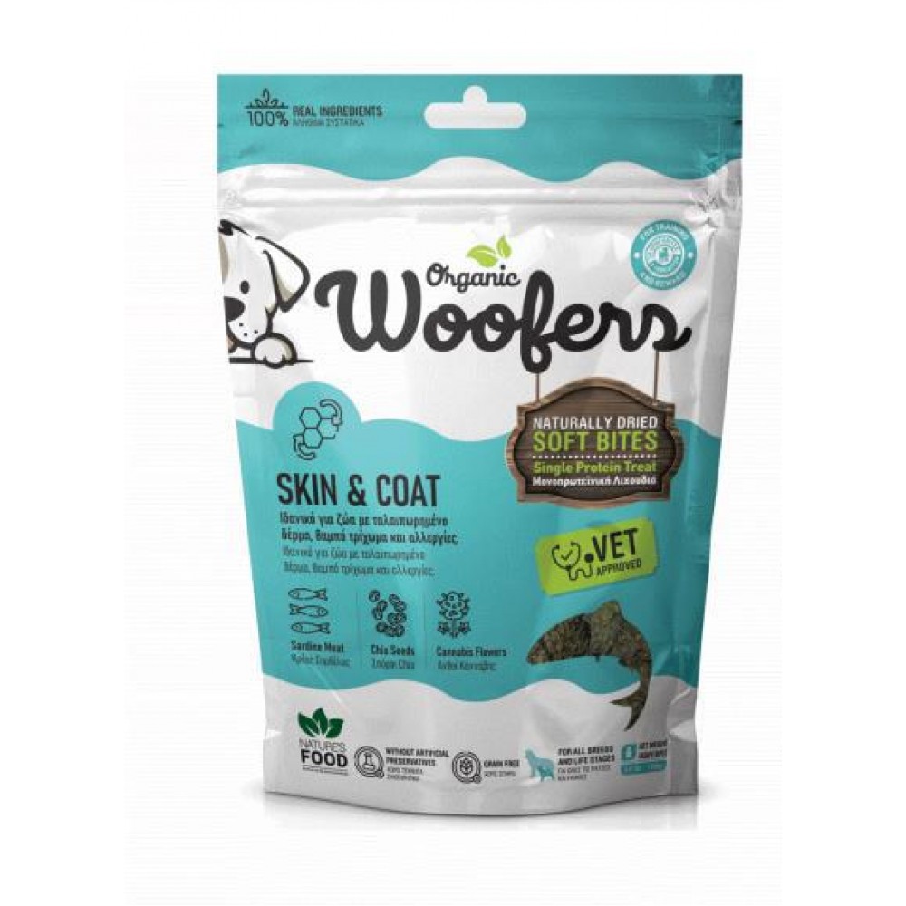 Nature's Food Organic Woofers Skin & Coat Sardine 100 gr