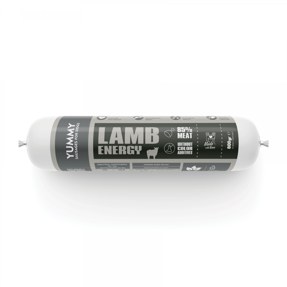 Yummy Lamb Energy σαλάμι για σκύλους με αρνί και κοτόπουλο 800 γρ.