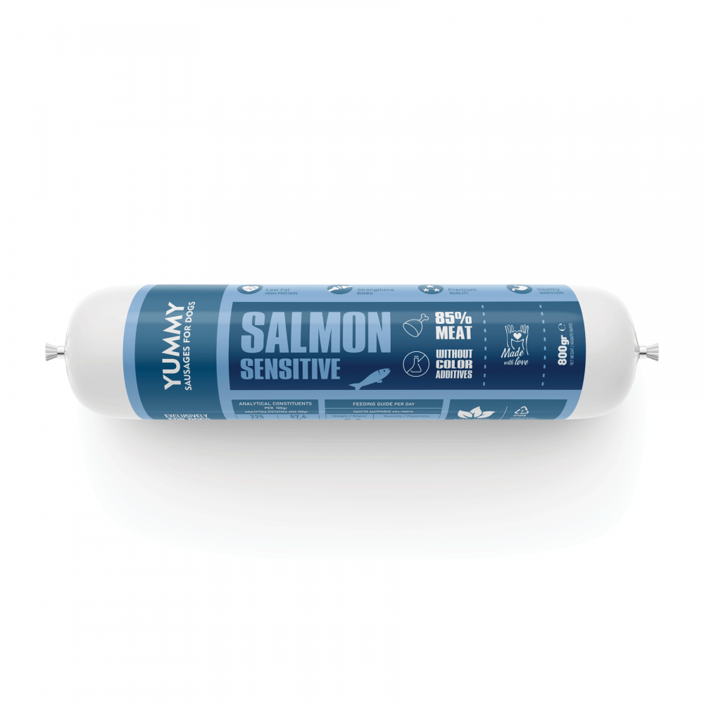 Yummy Salmon Sensitive σαλάμι για σκύλους με σολομό και κοτόπουλο 800 γρ.