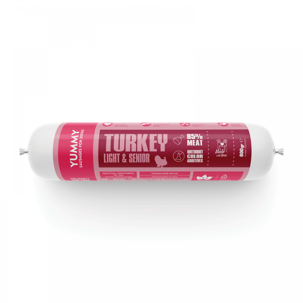Yummy Turkey Light & Senior σαλάμι για σκύλους με γαλοπούλα και κοτόπουλο 800 γρ.