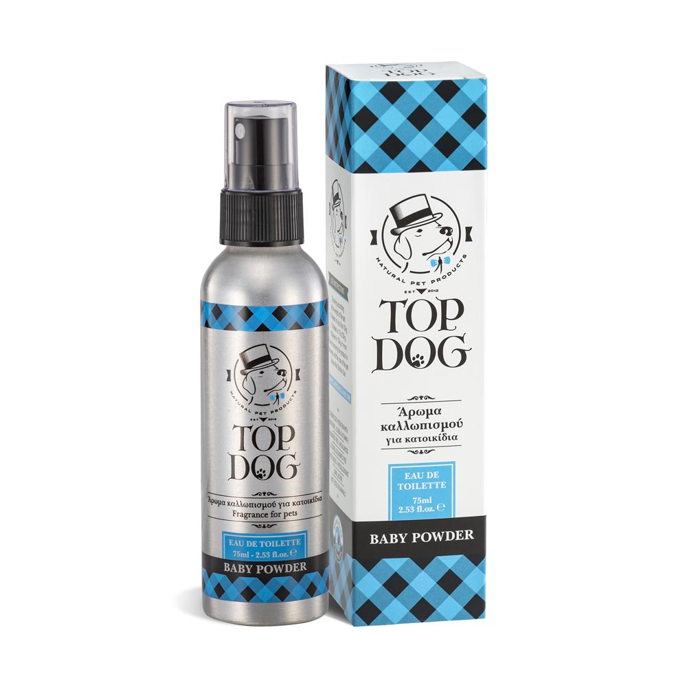 Top Dog Baby Powder υποαλλεργικό άρωμα καλλωπισμού με έλαιο τζοτζόμπα για ενυδάτωση δέρματος 75 ml