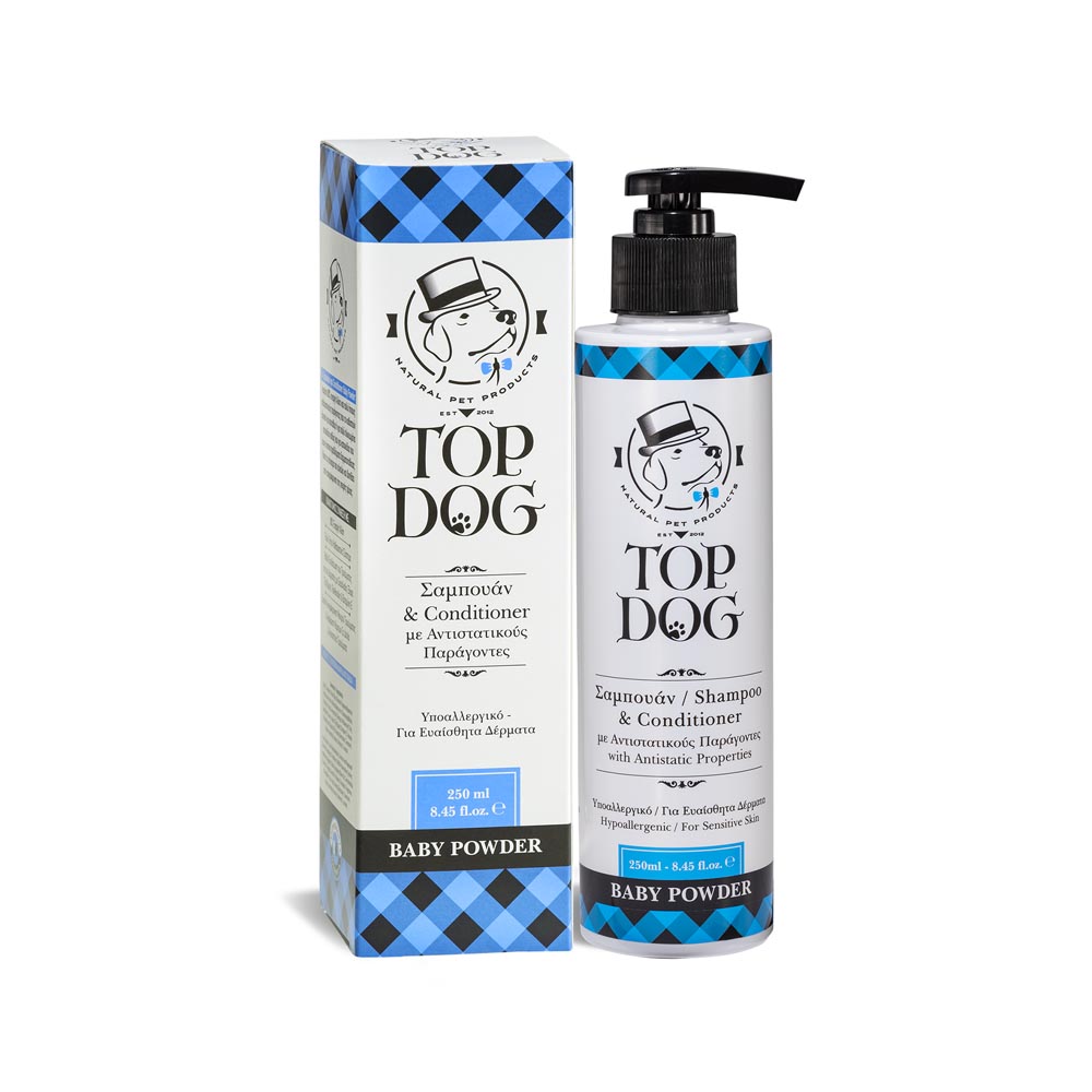 Top Dog Baby Powder υποαλλεργικό σαμπουάν & conditioner με αλόη και ελαιόλαδο ιδανικό για κουτάβια 250 ml