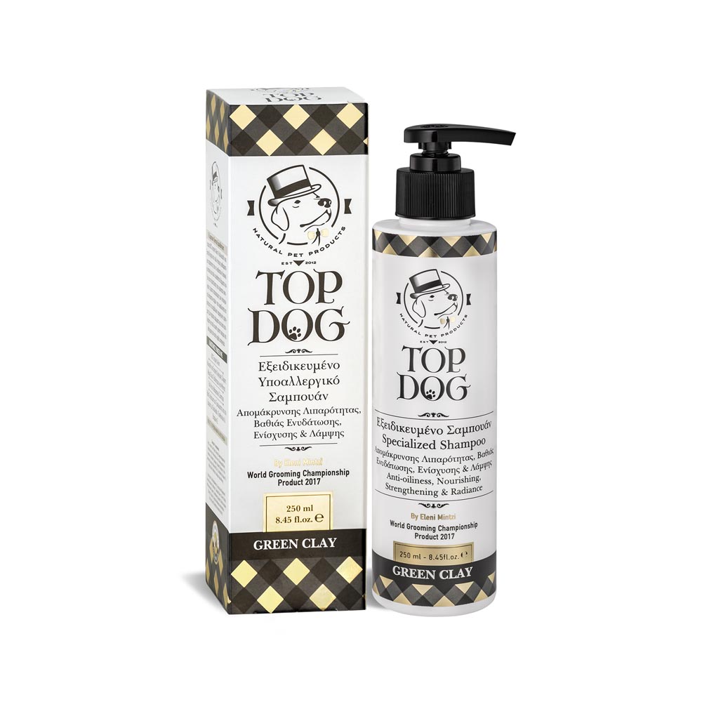 Top Dog Green Clay υποαλλεργικό σαμπουάν με αλόη και πράσινη άργιλο για δερμ. παθήσεις 250 ml