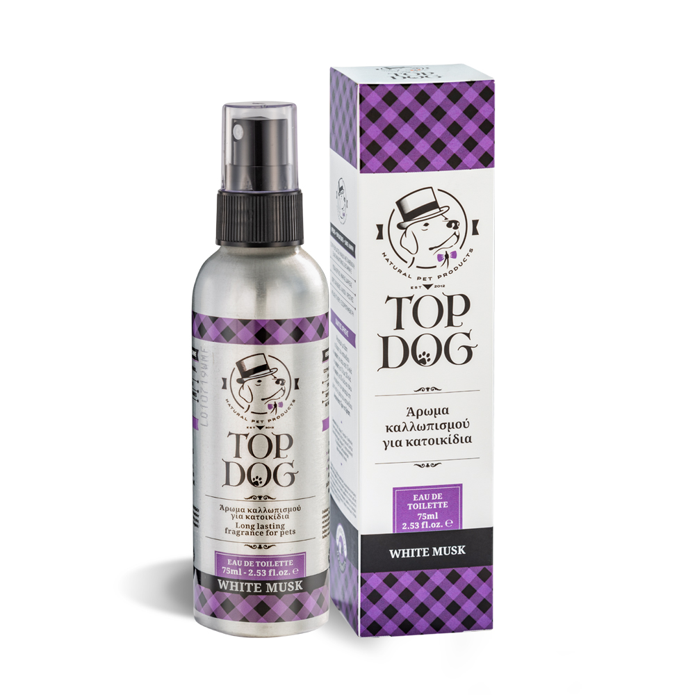 Top Dog White Musk υποαλλεργικό άρωμα καλλωπισμού με έλαιο μακαντέμια για ενυδάτωση δέρματος 75 ml