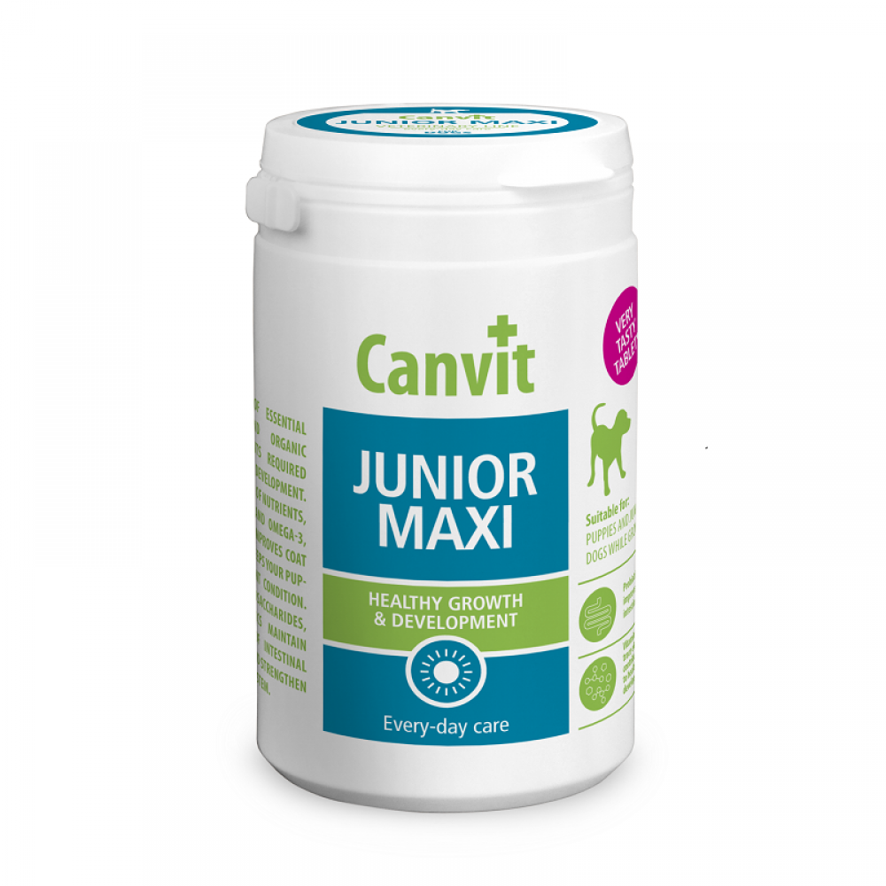 Canvit Junior Maxi συμπλήρωμα διατροφής κουταβιών για πεπτικό, ανοσοποιητικό, τρίχωμα 230 γρ.